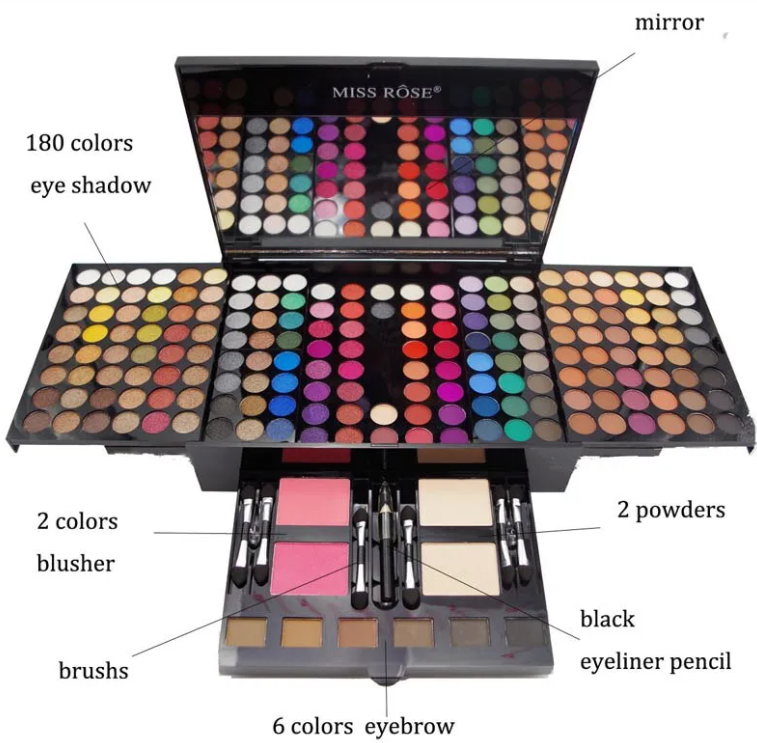 Set de Sombras y Rubor de 180 Colores